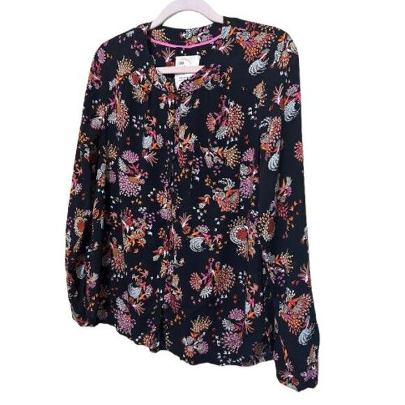 Conversations Anthropologie Top 28 of 52 Women Size 8 Bird Print Blouse Boho Art - Picture 2 of 7